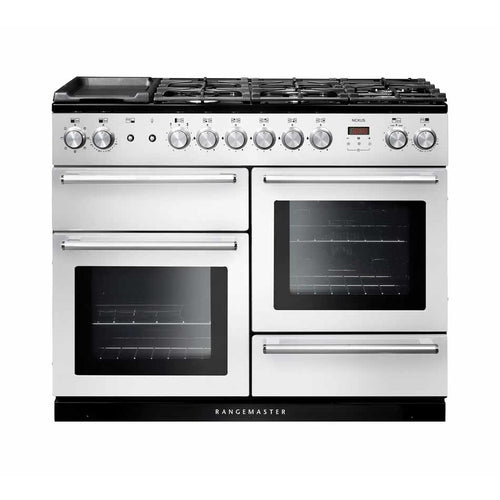 Rangemaster NEX110DFFWH/C - White/Chrome Range Cooker - 146L - A Rated