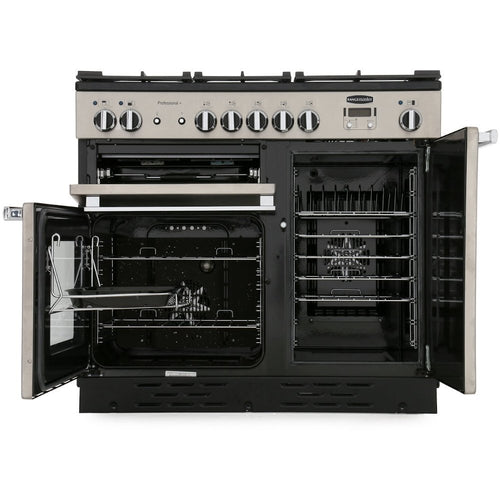 Rangemaster Professional Plus PROP100NGFGB/C - Black/Chrome Gas Range Cooker - 100cm - A+ Rated