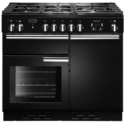 Rangemaster Professional Plus PROP100NGFGB/C - Black/Chrome Gas Range Cooker - 100cm - A+ Rated
