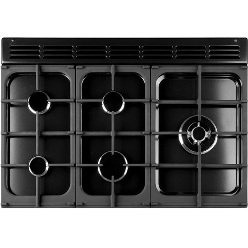 Rangemaster KCH100NGFBL/C - Black/Chrome Gas Range Cooker - 100cm - A+ Energy