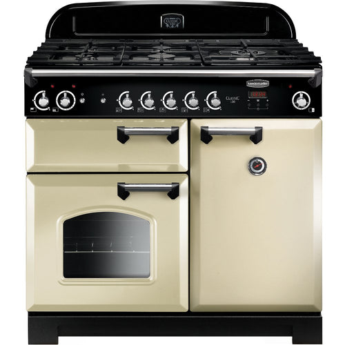 Rangemaster Classic CLA100NGFCR/C - Cream 100cm Gas Range Cooker - Dual Ovens - A+ Rated