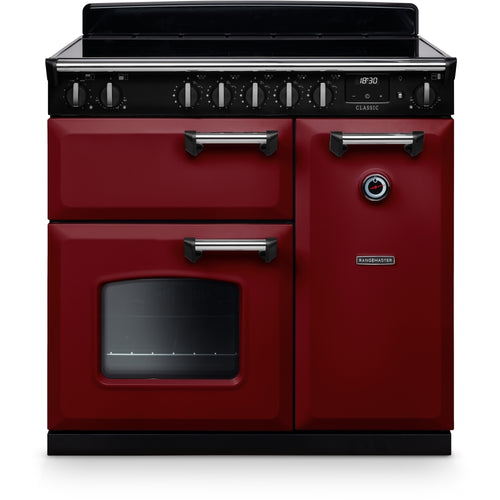Rangemaster Classic CL90EIPBOR/CM1 - Bordeaux/Chrome Range Cooker - 90cm Induction - A Energy Rating