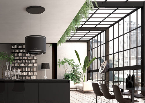 Faber Odette Plus - Black Matt Island Extractor - 50cm LED - A Energy