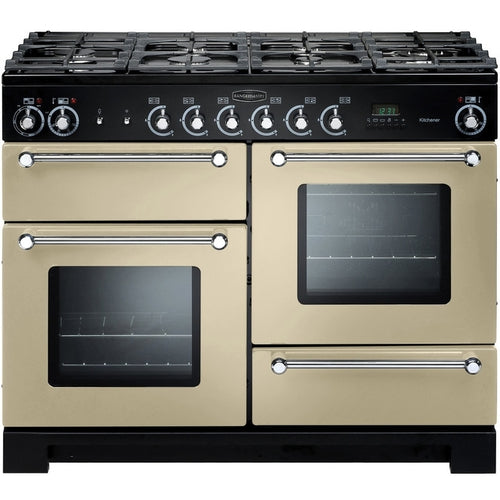 Rangemaster Kitchener KCH110DFFCR/C - Cream/Chrome 110cm Dual Fuel Range Cooker - A Rated