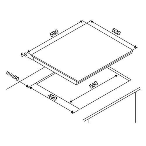 Teknix SCIH6PISL - Black 4 Zone Induction Hob 13amp plug in