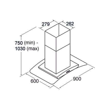 CDA ECPK91SS - Stainless Steel 90cm Island Cooker Hood - D energy