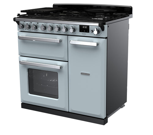 Rangemaster ESDL90DFPMSB/CM1 Estel Deluxe 90cm Dual Fuel Misty Blue/Chrome
