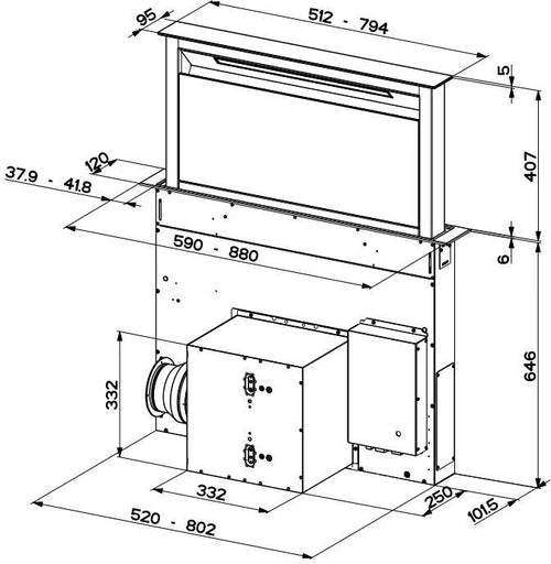 Faber FABULA-PLUS-EV8-A90 - Black Glass/Stainless Steel 90cm Downdraft Extractor - A Rated