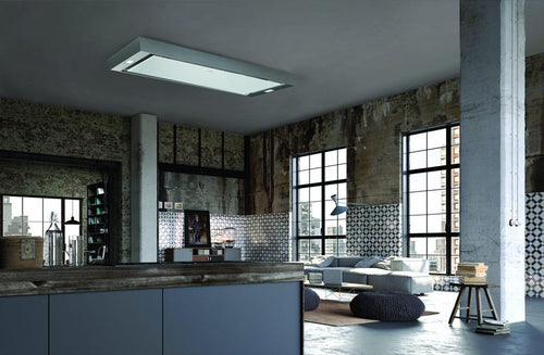 Faber HEAVEN-COMPACT-EV8-X-A90 - Stainless Steel/White Glass 90cm Ceiling Extractor - B Energy Rated