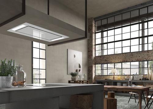 Faber Heaven 3.0 X Slim KL A90 - White Glass 90cm Ceiling Integrated Extractor Hood - 700 m³/h - A+ Energy Rated