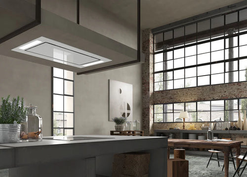 Faber HEAVEN-GLASS-3-0-WH-SLIM-KL-A90 - White Glass Ceiling Extractor - 90cm - A+ Energy