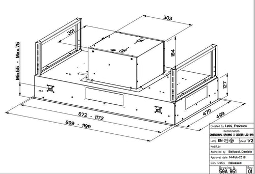 Faber HEAVEN-LITE-EV8-X-A90 - Stainless Steel 90cm Ceiling Hood - A Rated