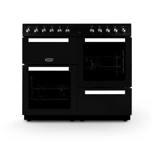 Montpellier MDFRC100K - Black Dual Fuel Range Cooker - 7 Gas Burners, 2 Ovens, 100cm Width