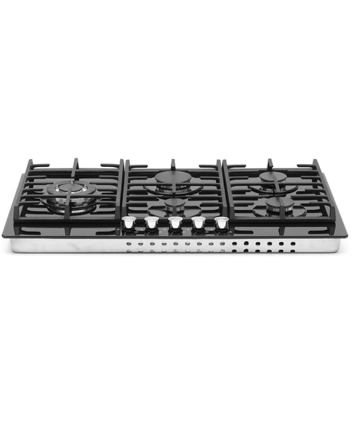 Montpellier MGH90BG - Black 86cm Gas on Glass Hob - 5 Burners - A+ Energy Efficiency