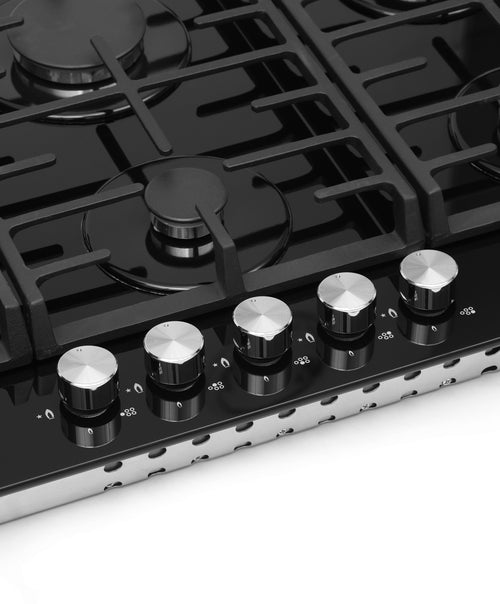 Montpellier MGH90BG - Black 86cm Gas on Glass Hob - 5 Burners - A+ Energy Efficiency