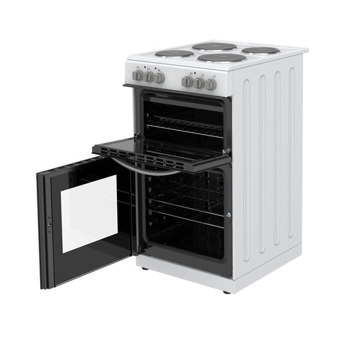 Montpellier MTCE50W - White 50cm Twin Cavity Electric Cooker - Solid Plate Hobs - Energy Rating Unavailable