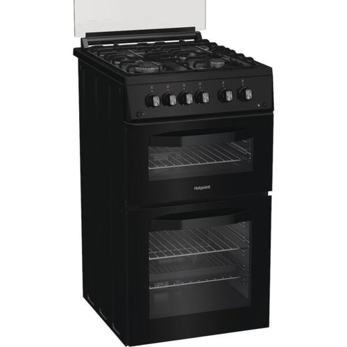 Hotpoint HDG5GCB - Black 50cm Gas Double Cooker - 59L - A+ Energy