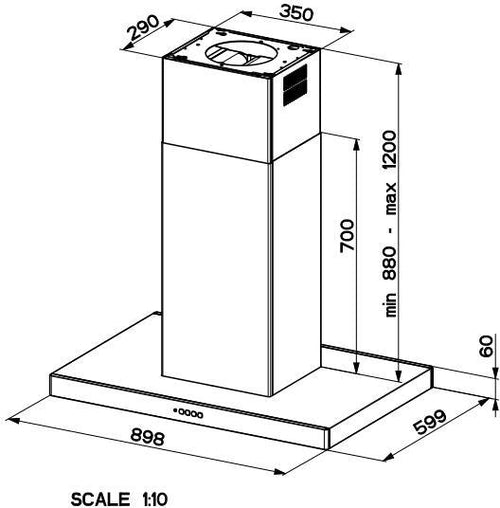 Faber STILO-COMFORT-ISOLA-X-A90 - Stainless Steel 90cm Island Hood - B Rated