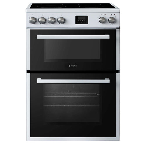Teknix TKED64W  - White Ceramic Cooker - Double Oven, 60cm - A energy