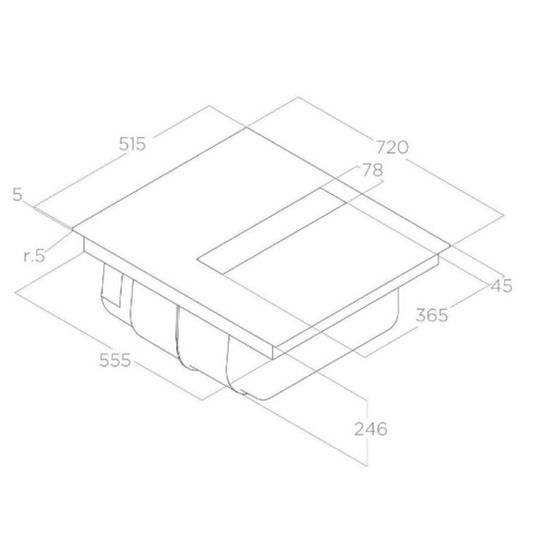 Elica NT- FIT-70- Black 4 Zone Venting Hob - A energy