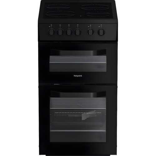 Hotpoint HTE5VCB - Black 50cm Electric Cooker - Ceramic Hob - A Energy