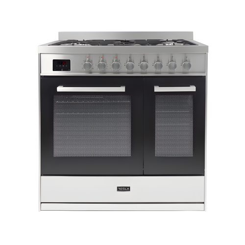 Tesla T90DDFRCSS - 90cm Double Cavity Dual Fuel Range Cooker