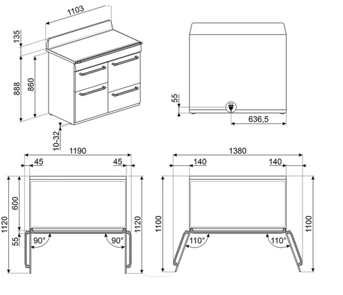 Smeg TR4110IX2 - Stainless steel 5 Zone Induction Cooker - Steam Assisted cleaning - A energy